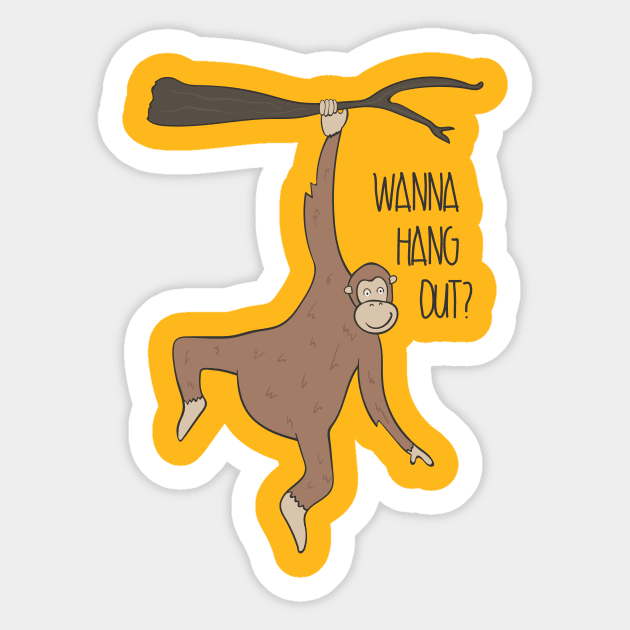 Wanna Hang Out?- Cute Monkey Gift Sticker by Dreamy Panda Designs